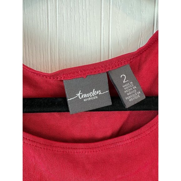 Travelers by Chico Red‎ and Black blouse size Medium - Picture 3 of 6